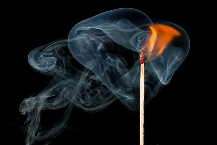 fire match with smoke